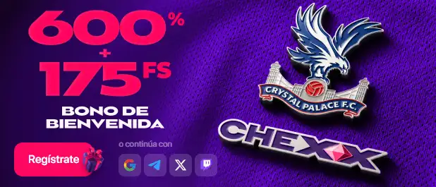 Promoción de bienvenida de CHEXX con sus condiciones visibles